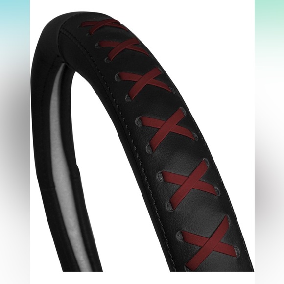 🧋SOLD🧋NIB Steering Wheel Cover with Burgundy Lace up Detail - Picture 1 of 6